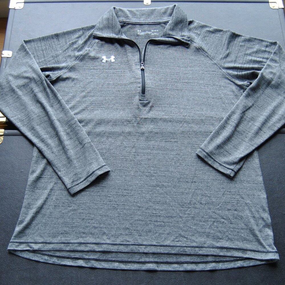 Under Armour Heat Gear Gray Quarter Zip Pullover Long Sleeve Large